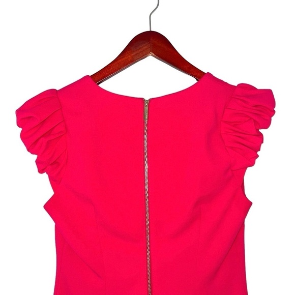 Calvin Klein ruffle v-neck sheath dress mini business career pink women’s 4 - Picture 5 of 10